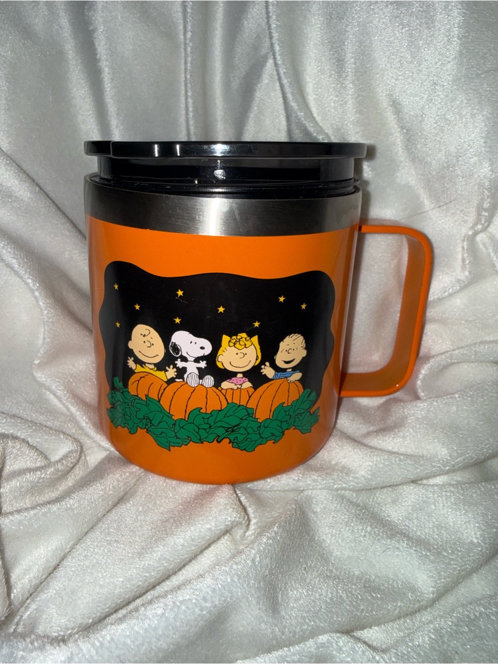 Peanuts Orange Pumpkin Patch Travel Mug with Charlie Brown & Snoopy